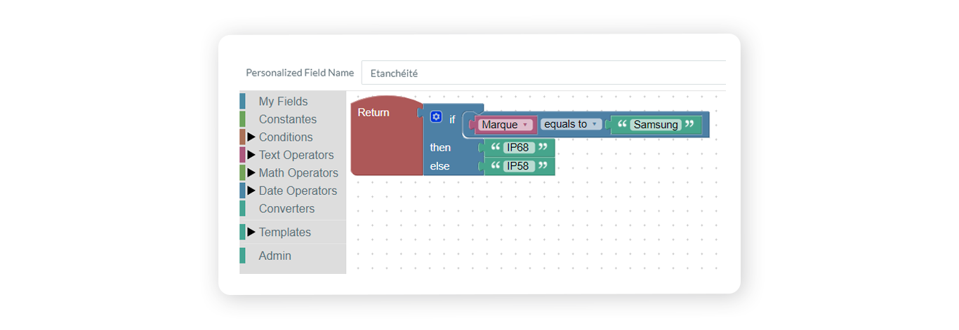 exemple personalised fields BeezUP