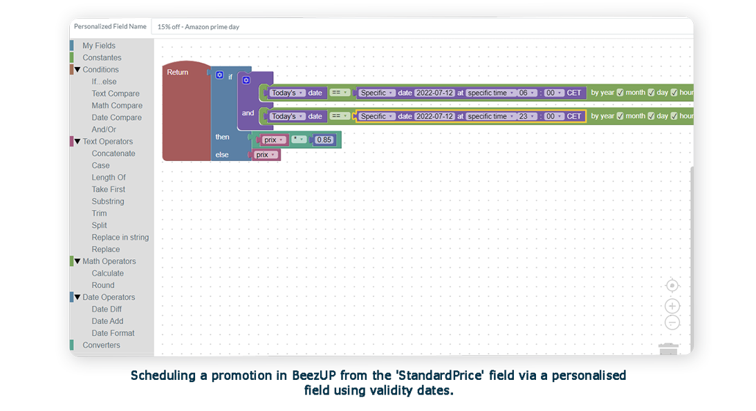 Scheduling a promotion in BeezUP from the 'StandardPrice' field 