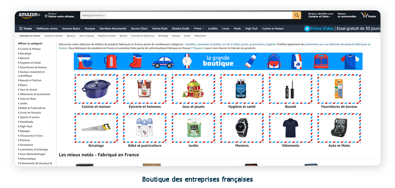 La boutique des entreprises françaises Amazon