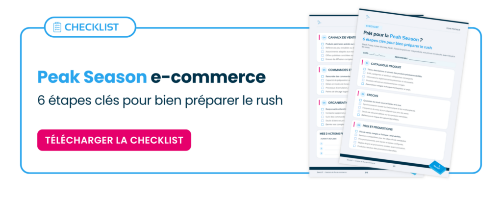 élécharger la checklist Peak Season e-commerce : 6 étapes pour préparer le rush